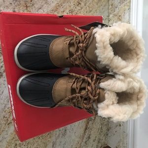 Pawz Gina brown  black faux women winter boots S 5